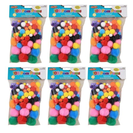 Charles Leonard Pom-Poms, Assorted Sizes/Colors, PK600 69310